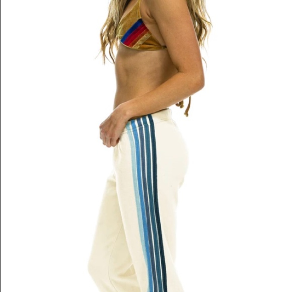 Aviator Nation Sweats Vintage White BlueStripe SzM